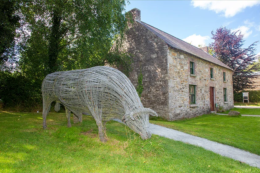 Art installation beside house
