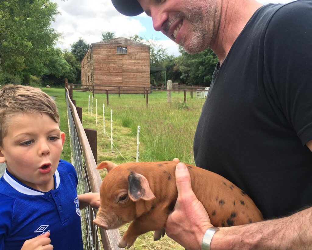 piglet and child at Greenan Maze